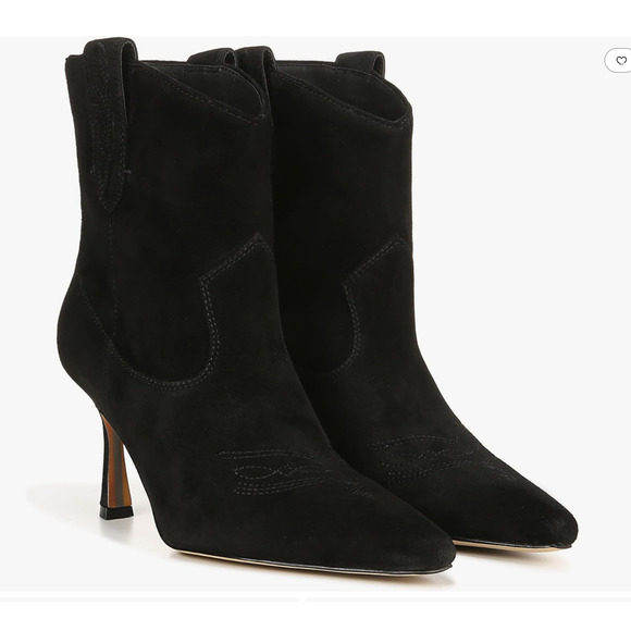 Sam Edelman Moe Stiletto Suede Western Bootie | Sz 9.5, Black New $200 - Picture 2 of 7